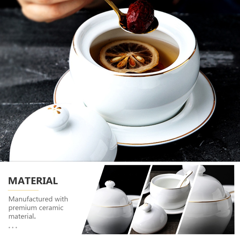 1 Set Ceramic Stew Pot Practical Steam Soup Pot Bowl Ceramic Bowl Small Soup Pot