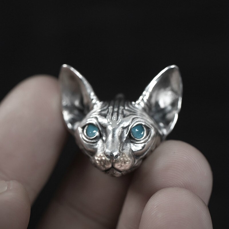 Vintage Silver Plated Sphink Cat Stud Earrings for Men Women Punk Cat Earrings Gothic Cool Earrings Unisex Jewelry