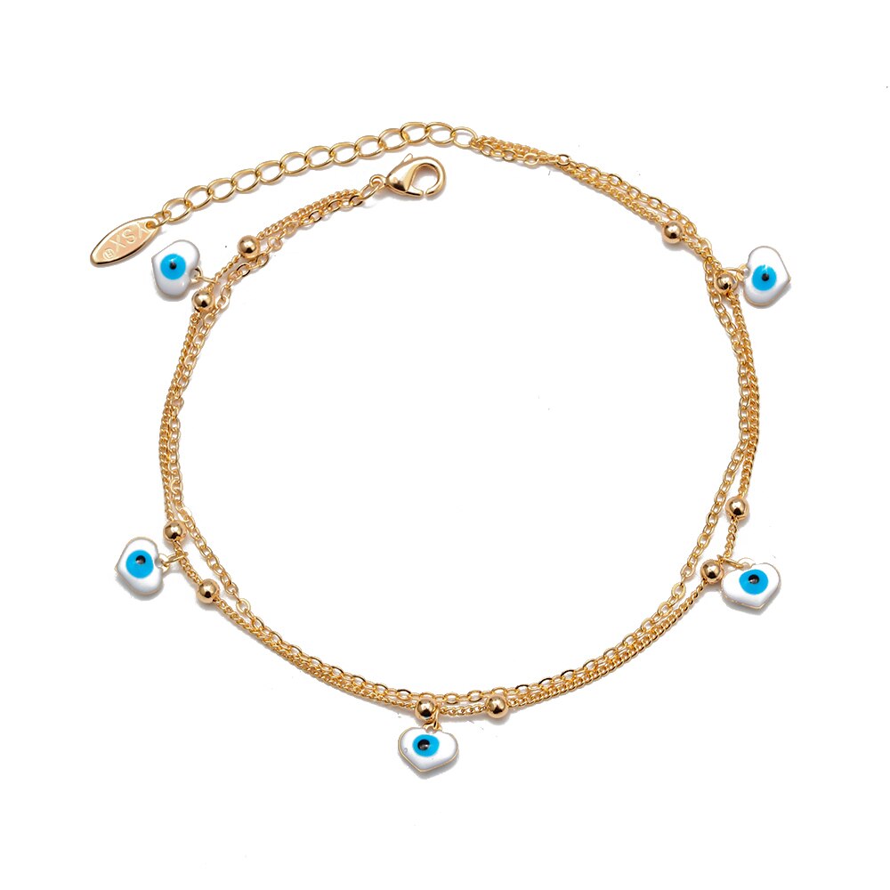 Estrela do Coração MAU OLHADO Turco Olho Tornozeleira Cadeia de Pé Tornozelo Pulseira Ajustável Moda Jóias da Cor do Ouro para As Mulheres Meninas BD78: 2