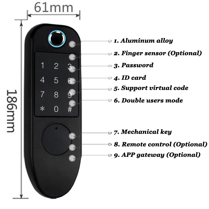 Waterproof Fingerprint lock Electric Door Lock Hidden lock ID Key Battery Digital Lock Gate opener Garden lock