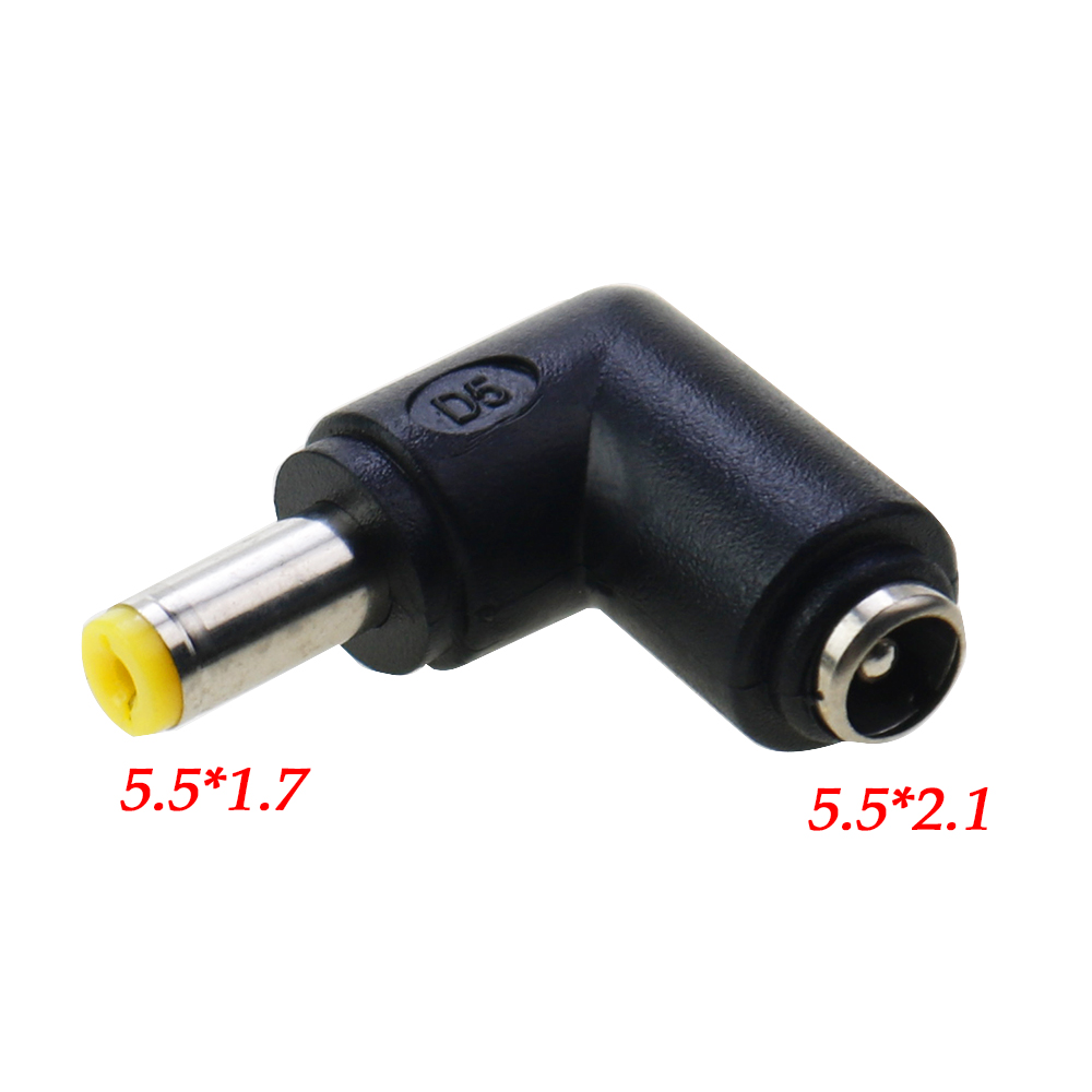 1PC DC Power Converter Plug 5.5x2.1mm Internal Thread To 90 Degrees 5.5x2.5 6.0X1.4 4.0X1.7mm External Thread Adapter Connector: Ivory