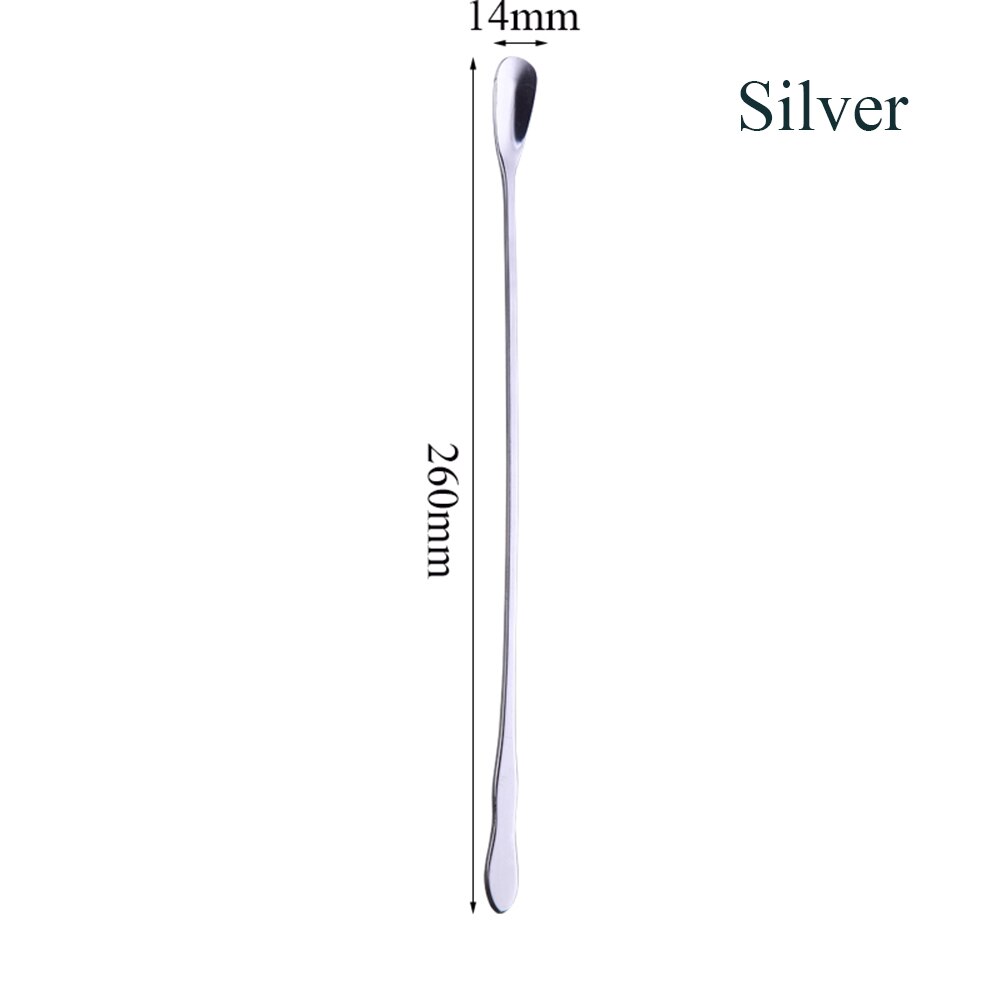 Stijl 1Pc Rvs Koffie Lepel Met Lange Steel Kleurrijke Koffie Scoops Dessert Thee Lepel Gevulde Keuken Gadget tool: 260mm silver