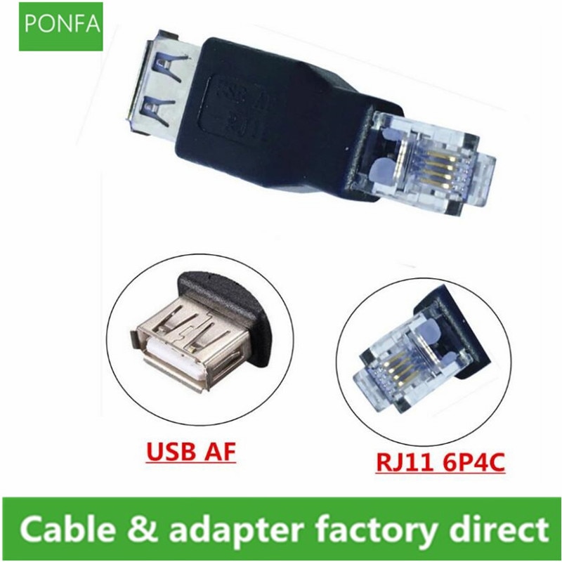 USB 2.0 EEN Vrouwelijke Naar RJ11 4Pin 6P4C Mannelijke Ethernet Netwerk Telefoon Connector Adapter