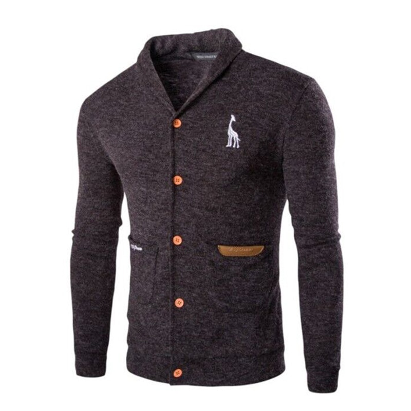 Herr ull mandarin krage kofta höst vinter varm tjock långärmad slim fit patchwork tröja stickad bomull casual kappa