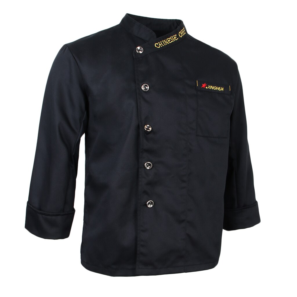 Unisex Single Breasted Cook Suit Long-sleeve Clothes Chef Uniform Chef Coats for Restaurant Hotel Cafe