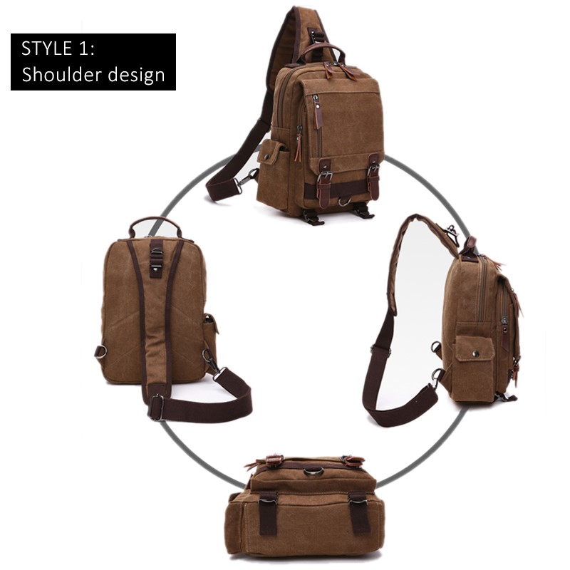 Canvas Schoudertas En Rugzak Mannen Reizen Terug Pack Multifunctionele Slings Tassen Voor Vrouwen Ipad Rugzak Tassen Dames Dagrugzak