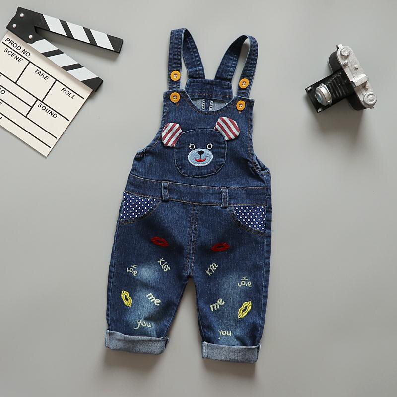 DIIMUU printemps enfants bébé vêtements garçons filles Denim salopette décontracté dessin animé jarretelle pantalon Jean combinaisons barboteuse pantalon