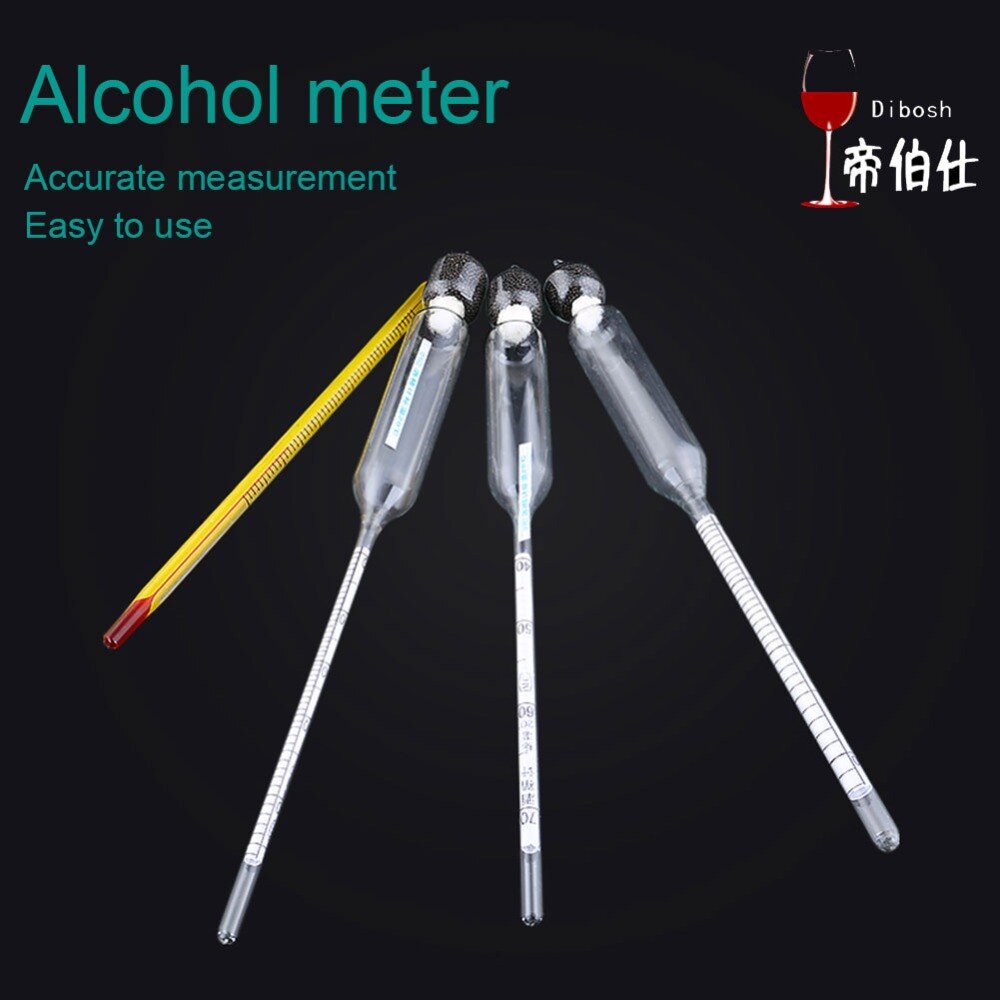 3 Pcs 0-100% Alcoholmeter Alcohol Wine Concentration Meter Vodka Whiskey Hydrometer Tester Set Alcohol Thermometer