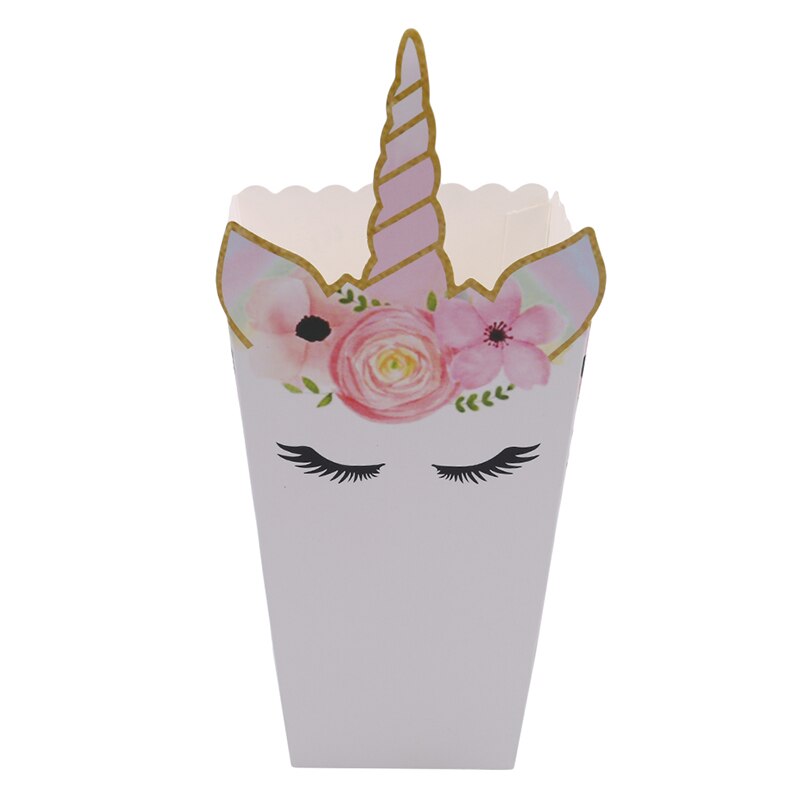 12 Pcs/set Unicorn Cute Popcorn Box Party Supply Case Box Favor Accessory Kids Birthday Wedding Party Supplies