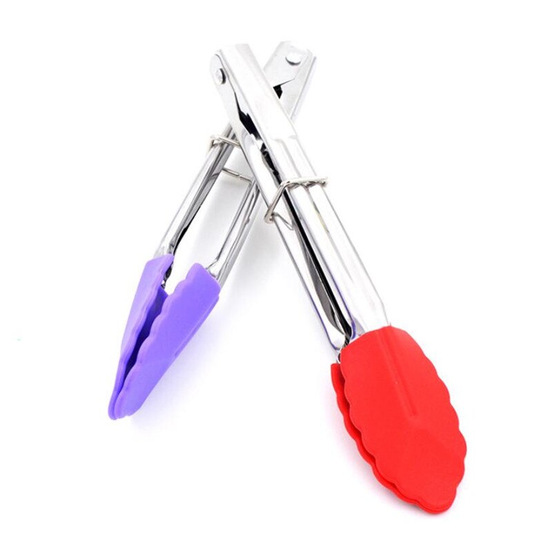 Pinzas para comida de cocina, pinzas para barbacoa, ensalada, parrilla, pinza de silicona para comida, pinza para pan, Clip para pastel de 7 pulgadas