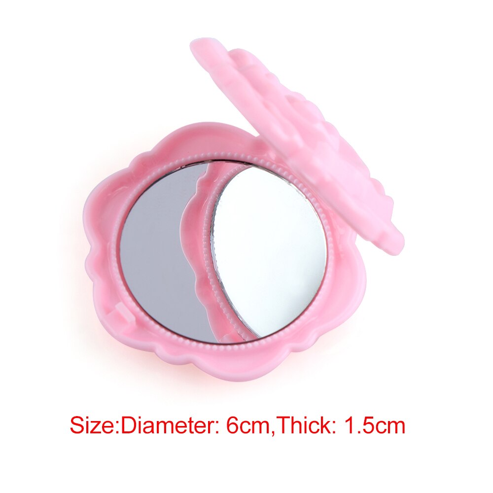 Vintage 4 colores dos Lado de viaje portátil lindo forma de rosa espejo de bolsillo plegable de doble cara 3D mano maquillaje espejo