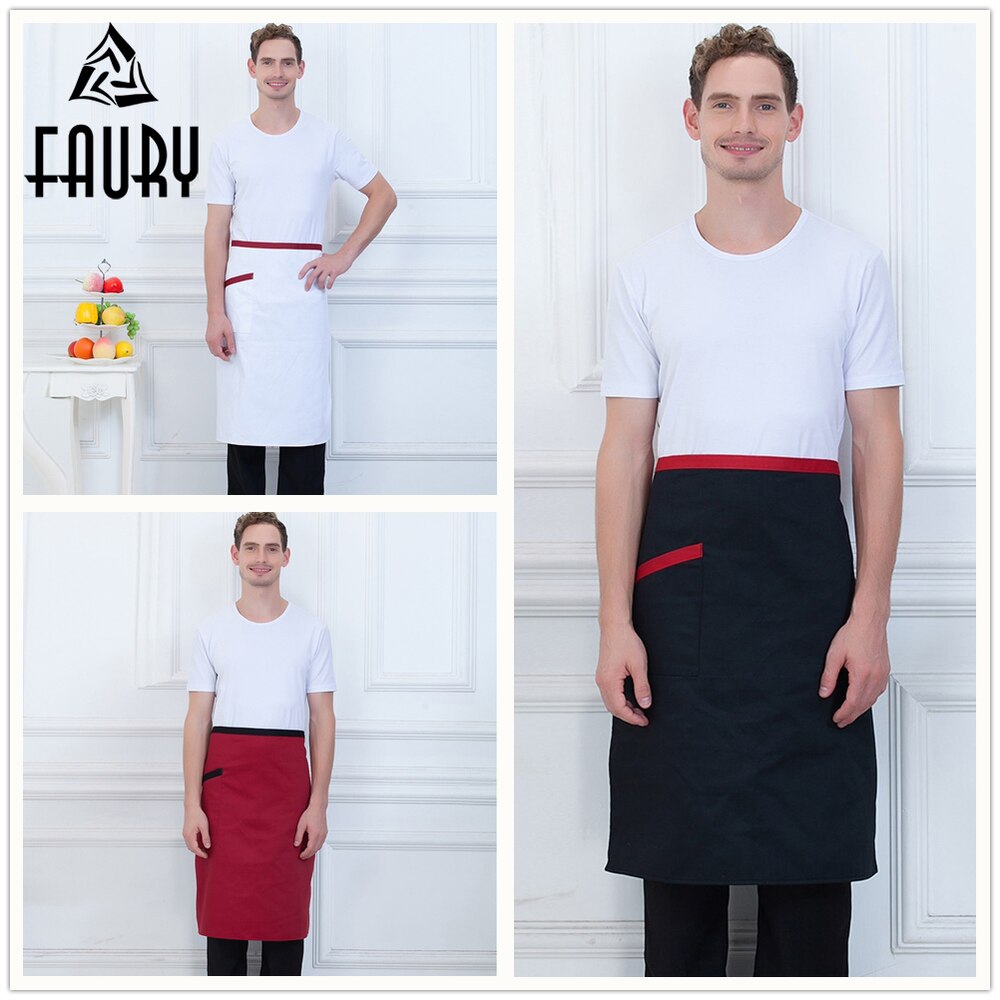 Männer Frauen Halb Schürzen Reine Farbe Einstellbare Küche Arbeit Tragen Schürzen Koch Restaruant Lebensmittel Service Kellner Uniformen Schürze