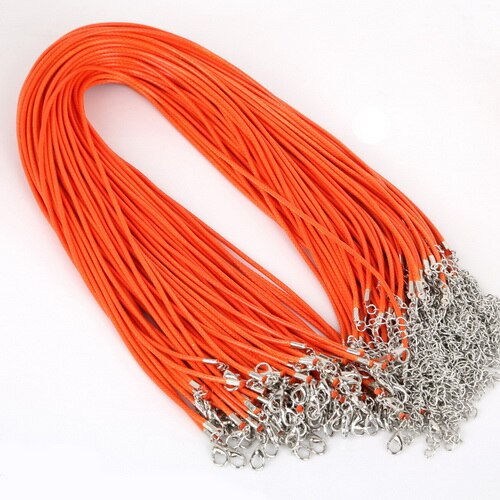 10 sztuk/partia 2MM średnica woskowany przewód nylonowy skórzany regulowany pleciona lina naszyjnik i bransoletki Charms ustalenia karabińczyk...: Orange Yellow