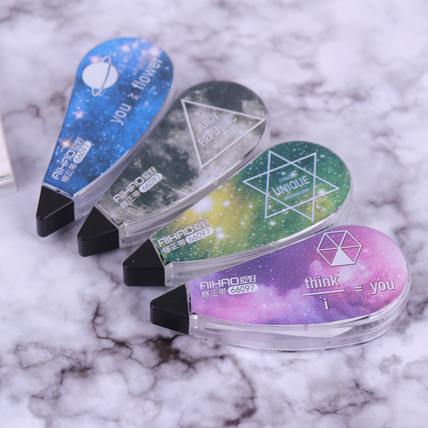 4PCS/1Set Kawaii Starry Sky Tipo Correção Corrector Fita Diário Papelaria Material Escolar material de Escritório Escola