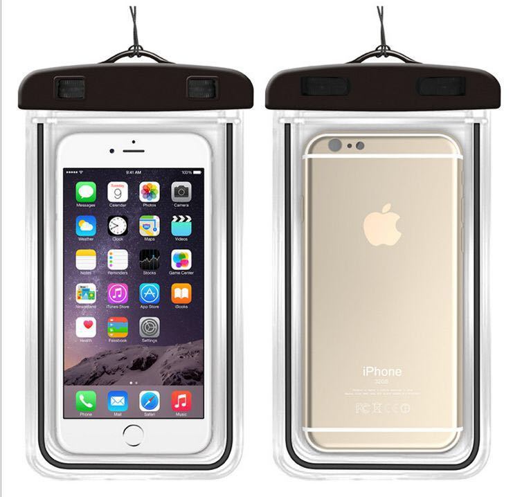 Universal- leuchtend Wasserdicht fallen Für iPhone X XS 8 7 6s 5 Plus Abdeckung Tasche tasche Fälle Für Telefon coque Wasser beweis Telefon fallen: Schwarz