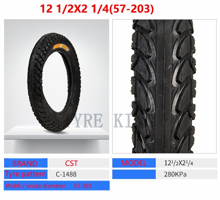 12 1/2x2 1/4 Tires 57-203 Inner Tube for Electric Vehicles Folding Bicycles E-bike CST 12 1/2X2.125 Tire 62-203
