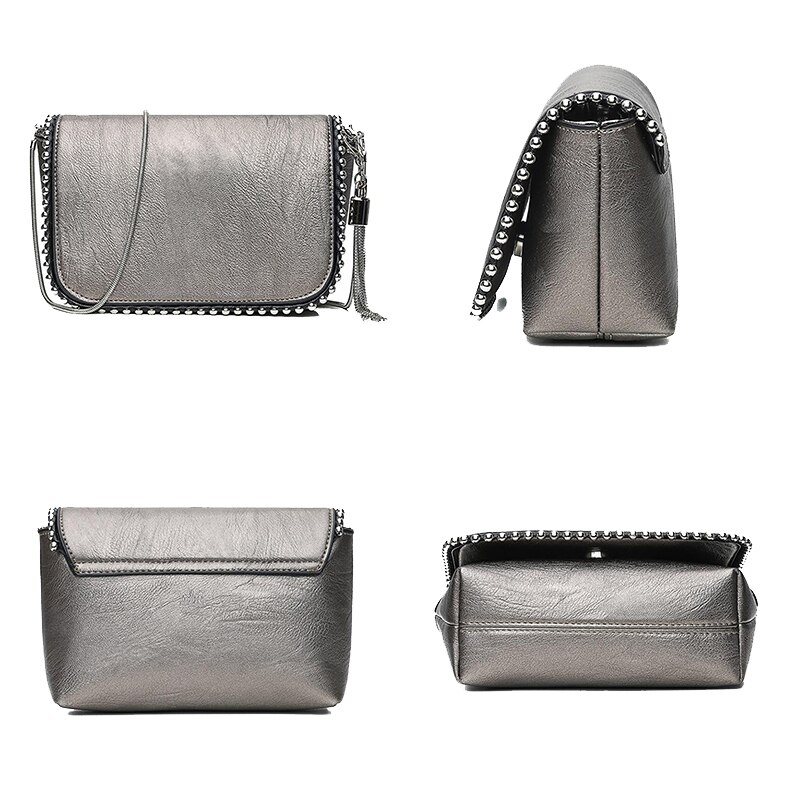 Bolsos de mensajero para mujer, bolsos cruzados de bolso de hombro de cuero de PU Vintage para mujer, a la con borla bolso de hombro, Bolsa femenina