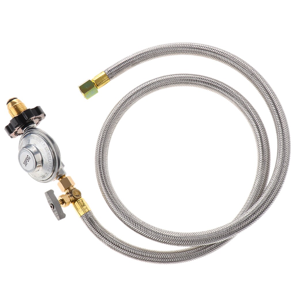 Universal QCC1 Pressure Relief Valve Adjustable Propane Regulator with Hose for Grill Burner Turkey Fryer Cooker