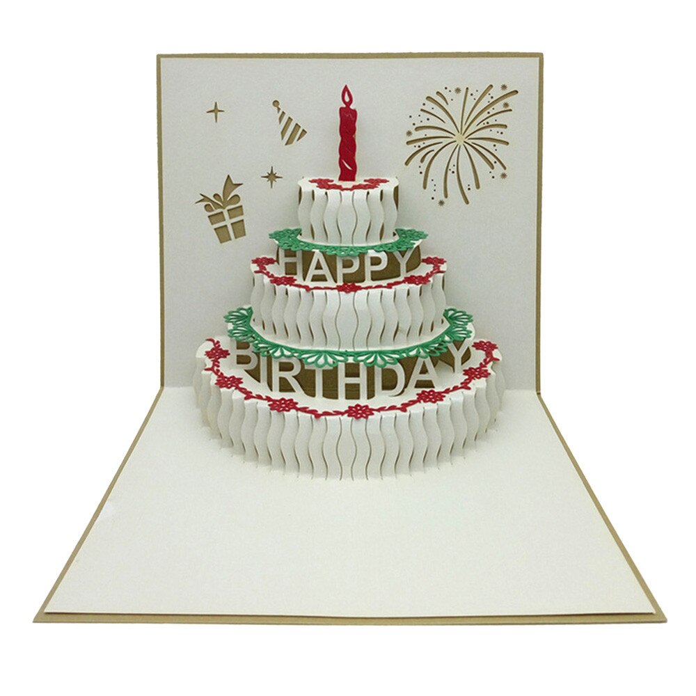 3D Pop-Up Cards Birthday Card for Girl Kids Wife Husband Birthday Cake Greeting Card Postcards Card Envelope Stickers: F