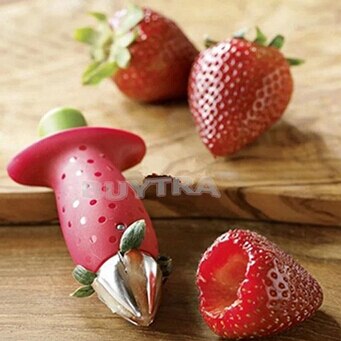 1pc jordbærskaller metal plastik frugtbladsfjerner gadget tomatstilke jordbærskræller kniv stilkfjerner