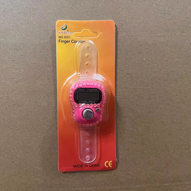 Elektronisk fingerräknare ringfingerklick bärbar återställningsbar digital displayräknare golfräknare flätad bönetillbehör: Gul