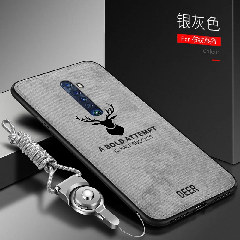 Für oppo reno 2 z 2z 2f fallen Luxus weiches Silikon hartes Gewebe Hirsch schlanke Schutzhülle für Reno 10x Zoomen Hülse: Aluminium / Beige