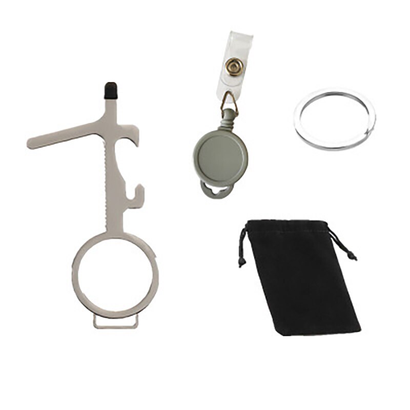 1pcs Door Handle Keychain Portable Stick Non-contact Hygiene Hand Press Elevator Tool Door Opener Avoid Touching Key Buckle 12: I