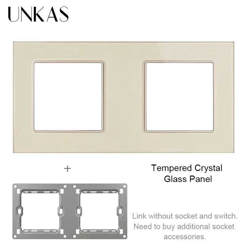 UNKAS Free Combination DIY Gray Single Tempered Crystal Glass Panel Grey Matching Modules For Wall Socket Switch: Gold 172 Panel