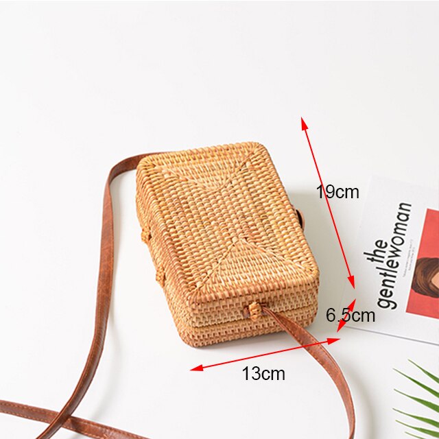Yogodlns runde stråvesker til kvinner sommerrotting vevd strandveske håndlaget veving crossbody skulderveske bohemia håndveske