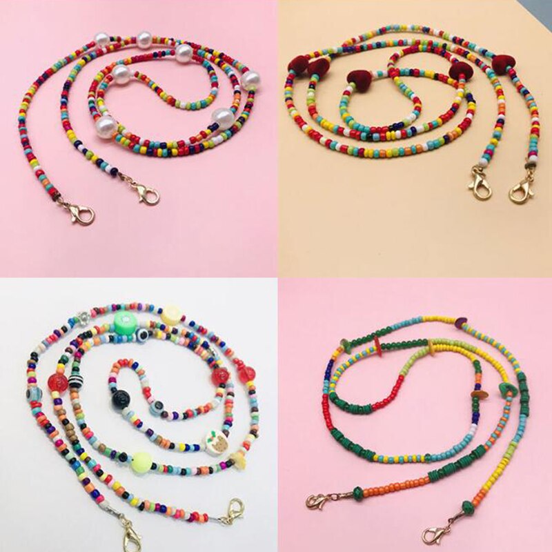 Cadena de perlas simulada para mascarilla de mujer, cadena de cuentas con cadenas para gafas de sol