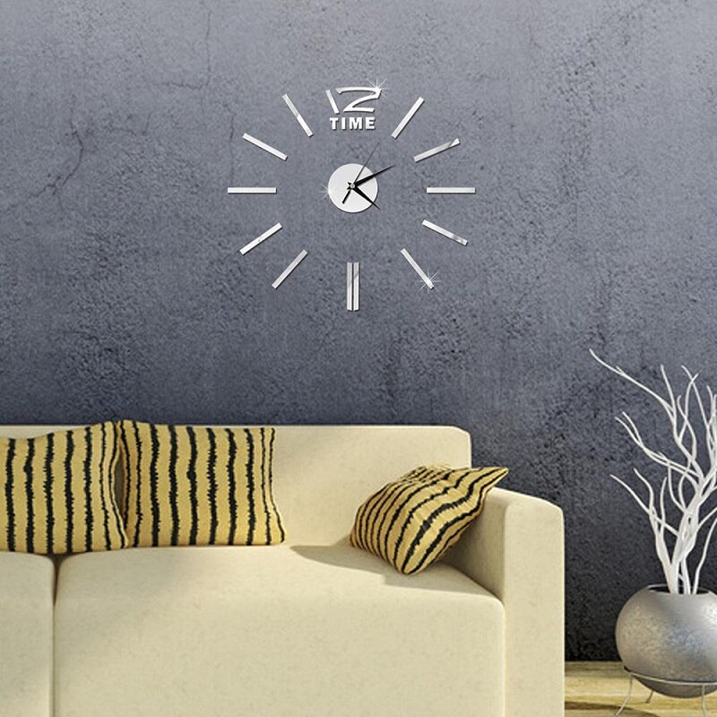 Zollor 3D Acrylic Modern DIY Large Wall-Clock Sticker Mute Digital Wall Big Clock Living Room Home Office Decorate