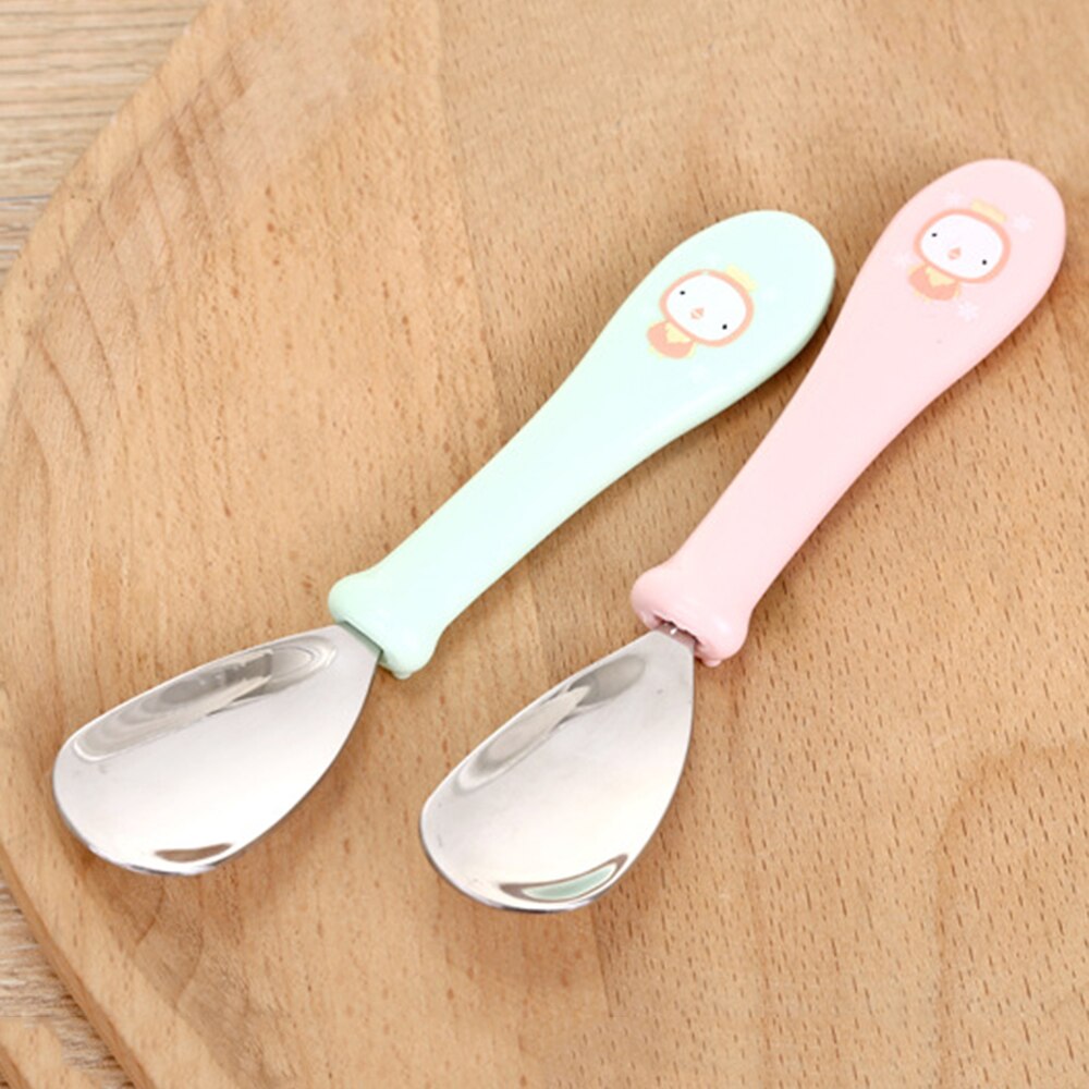 Kleur Willekeurige Mooie Print Cartoon Baby Kids Feeding Lepel Vork Roestvrij Staal Babylepel Bestek 304 Baby Dingen: Spoon