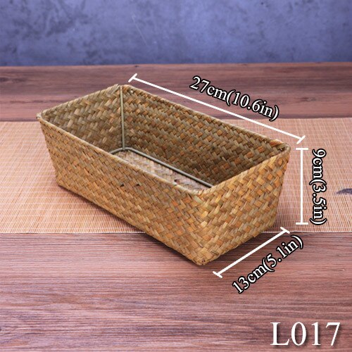Cesta grande tejida Natural de mimbre de paja para mesa de hogar, toallas de pan de fruta, juego de contenedores de cesta mimbre almacenamiento de cocina pequeños: 27cmL017