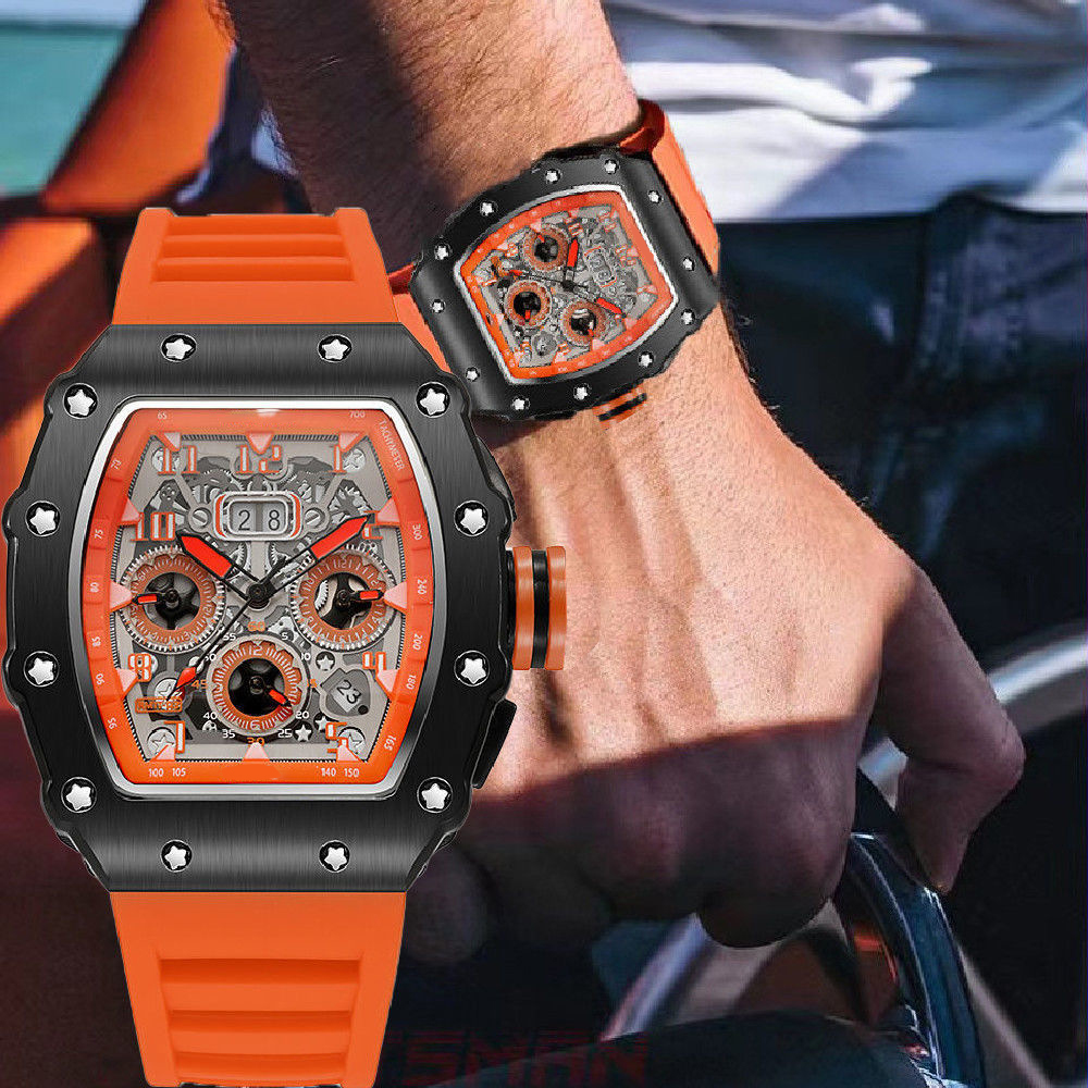 Reloj de pulsera de cuarzo de lujo para hombre, hueco, tendencia, ninguna máquina, reloj automático de cuarzo hueco luminoso resistente al agua para hombre