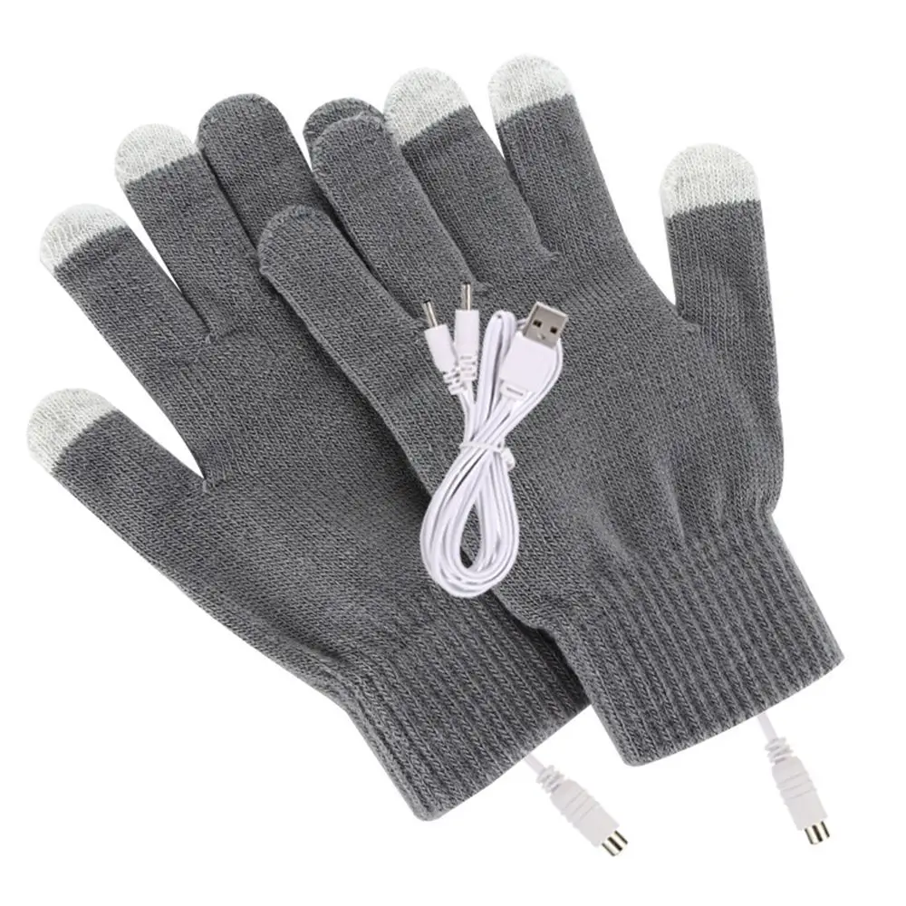 USB Electric Rechargeable Mitten Winter Heated Gloves Full&Half Finger Warmer: Pink
