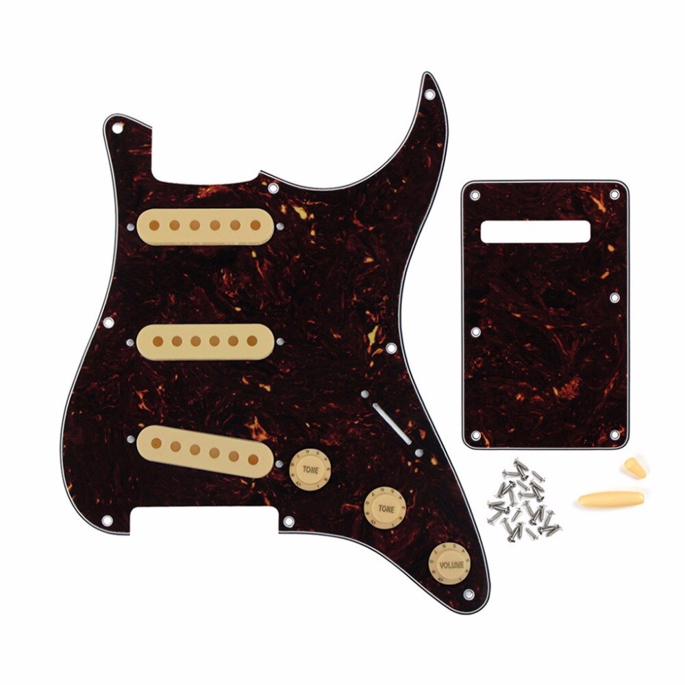 Brown Tortoise 8 Hole SSS Strat Guitar Pickguard Back Plate Pickup Covers Guitar Knobs Volume Button Cap Guitar Parts