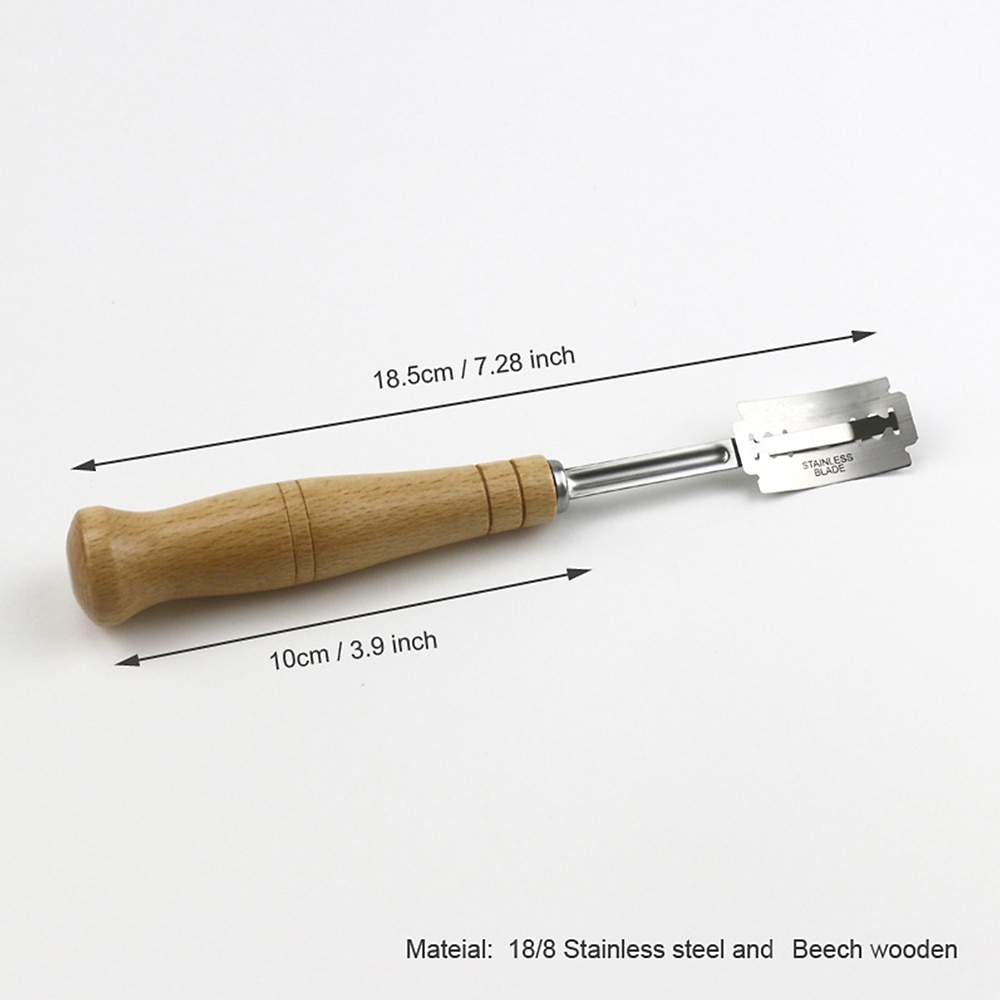 Trähandtag french toas fräsar specialbröd bågbågskniv 5 st utbytesblad western baguette skärande bagelskärare