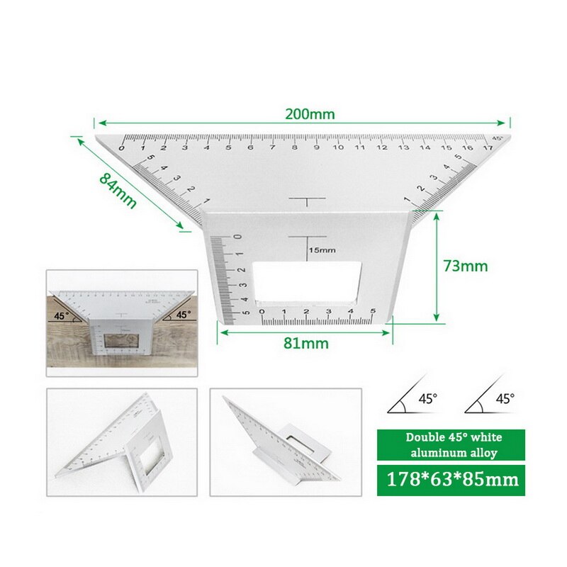 7" Ruler Carpenter Square Speed Square Layout Tool Measurement Tool Square Ruler Aluminum Alloy Ruler: C