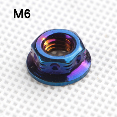 304 stainless steel screw electroplating M6 M8 outer hexagonal hollow flange head burnt titanium burnt blue electric motorcycle: M6 Nut