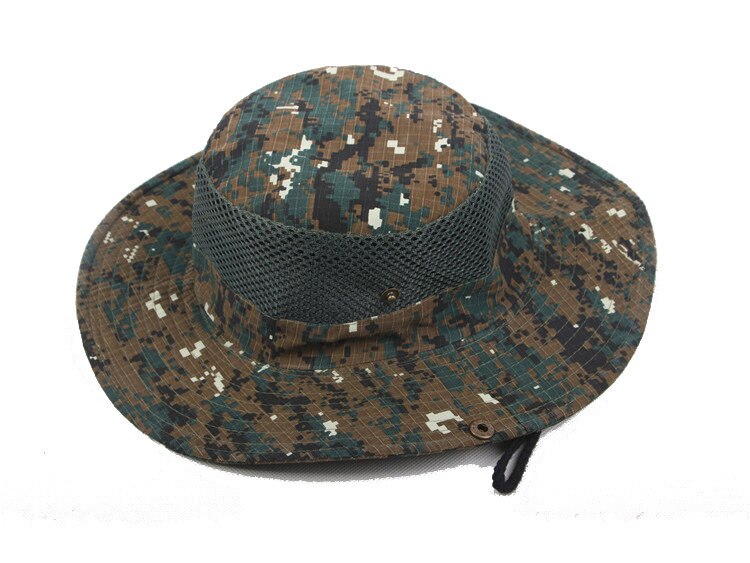 Hat mandlige udendørs fisker hat fiskeri bjergbestigning camouflage hat solbade stor randen sol hat: 6