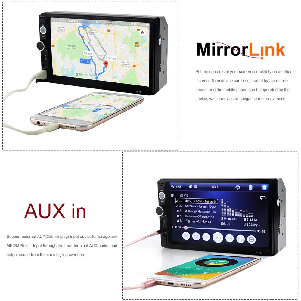 Car Stereo 12v car radio tuner 2 Din 7 inch Touch Screen Bluetooth Multimedia auto audio autoradio MP5 Support Rear View Camera