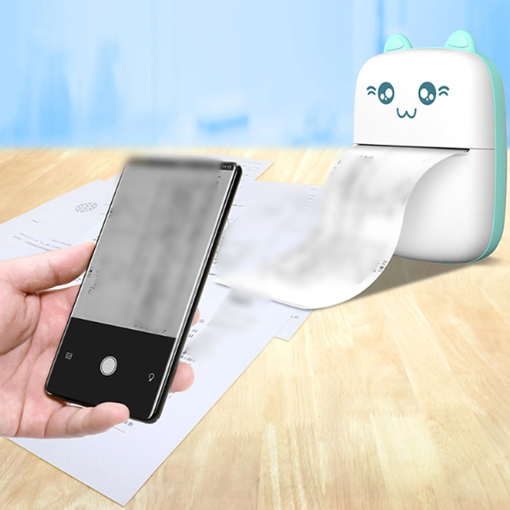 Handheld Mini Thermal Printer Mobile Phone Wireless Photo Memo Wrong Question Printer With 1 Roll Printing Paper