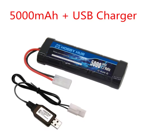 7.2V 5000mAh Ni-MH Battery Pack with Tamiya Plug With 7.2v Charger and SC*6 Cells Battery for RC Racing Cars Boats RC toys: PURPLE