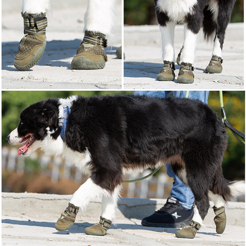 Truelove pet dog shoes, sporty winter shoes, rainproof, waterproof rubber sole, anti-slip dog boots, reflective, medium/large, 4 pieces/set