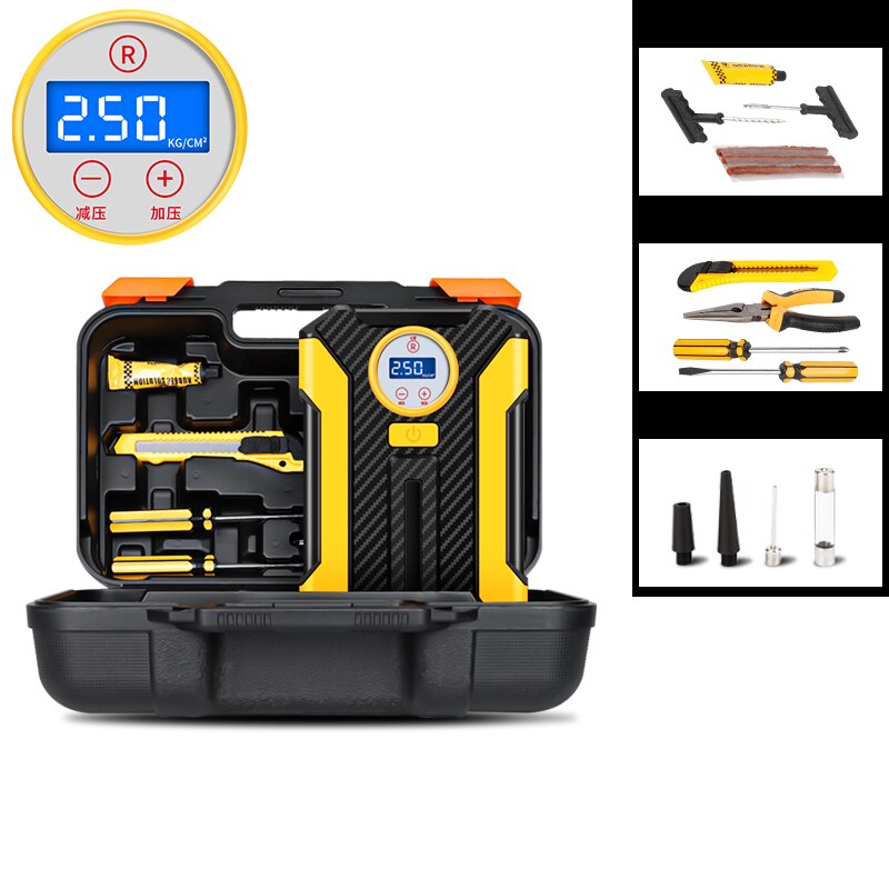 Automotive tire inflator LED digital lighting tire on board inflation pump DC 12V air compressor toolbox, automotive tires, bicy
