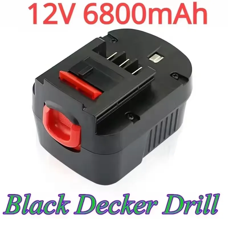 Batería de herramienta recargable de 12V y 12800mah para Black & Decker A12 A12ex Fsb12 Fs120b A1712 Hp12k HP12 reemplazo de iones de litio Dri: Rojo