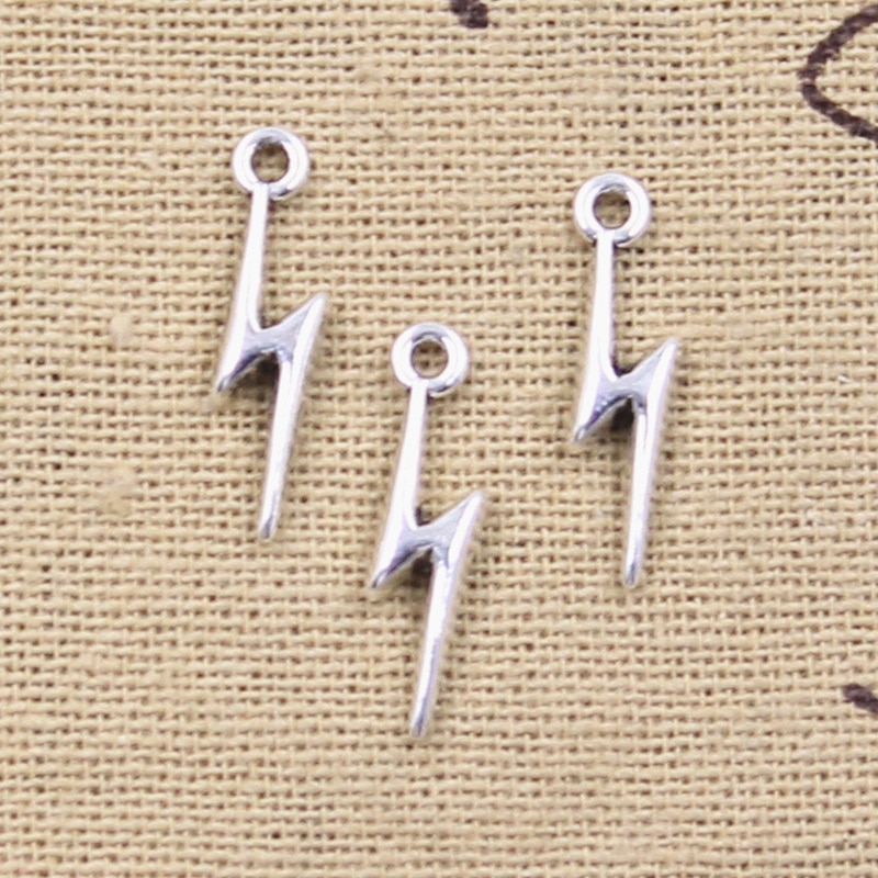 30Pcs Charms Lightning Flash 20X5Mm Antiek Zilver Kleur Hangers Maken Diy Handgemaakte Tibetaans Vinden Sieraden