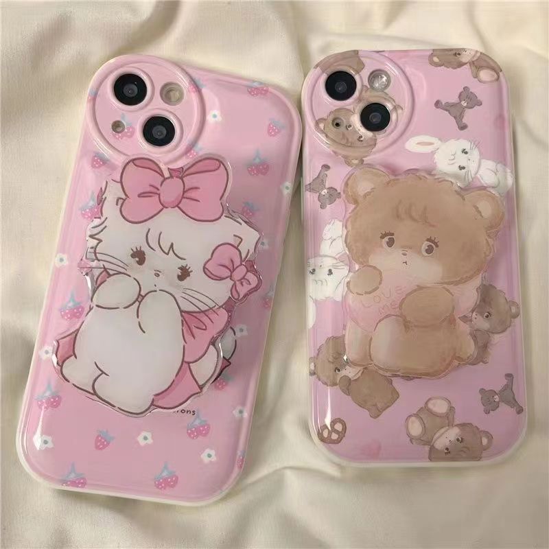 Funda de teléfono mariposa gato conejo para iPhone 14 Plus 7 8 X XS XR 11 12 13 Pro Max fundas de silicona con soporte