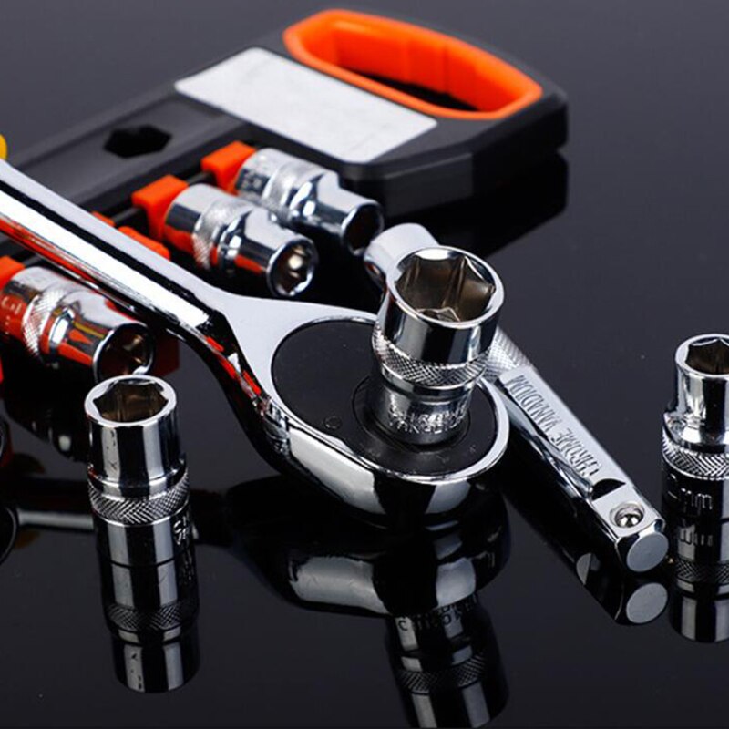 Botique-12 Pieces 3/8 inch Ratchet Socket Wrench Set Hexagon Socket Wrench Auto Repair Tool Wrench Socket Repair Tool