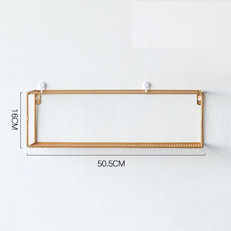 Estantes de hierro dorado para pared, manualidades de decoración de escritorio creativas de Metal, soportes de almacenamiento, organización de estantería flotante colgante para el hogar: L-Golden